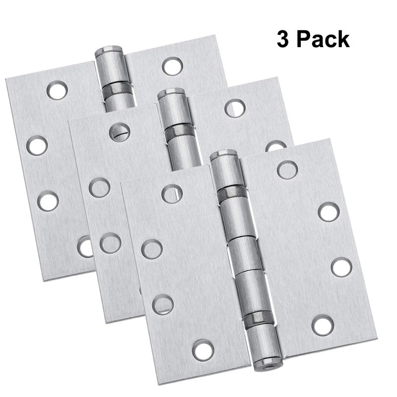 Dynasty Hardware Door Hinges, Heavy Duty 4.5x4.5 Full Mortise Ball Bearing Design for a Smooth Quiet Swing, Ideal for Commercial or Heavy Doors, Brushed Chrome Finish, 3-Pack - Image 2